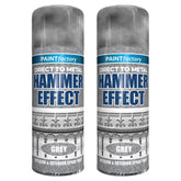 2X Paint Factory Grey Hammered Spray Paint 400ml Spray Paint